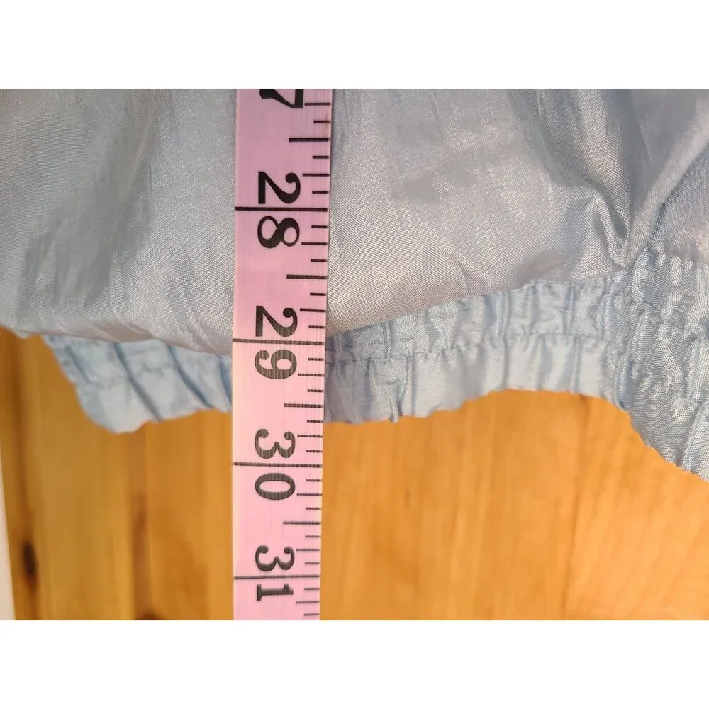 Tudor Court XL Embroidered Powder Blue‎ Floral Windbreaker Jacket Shiny Pastel